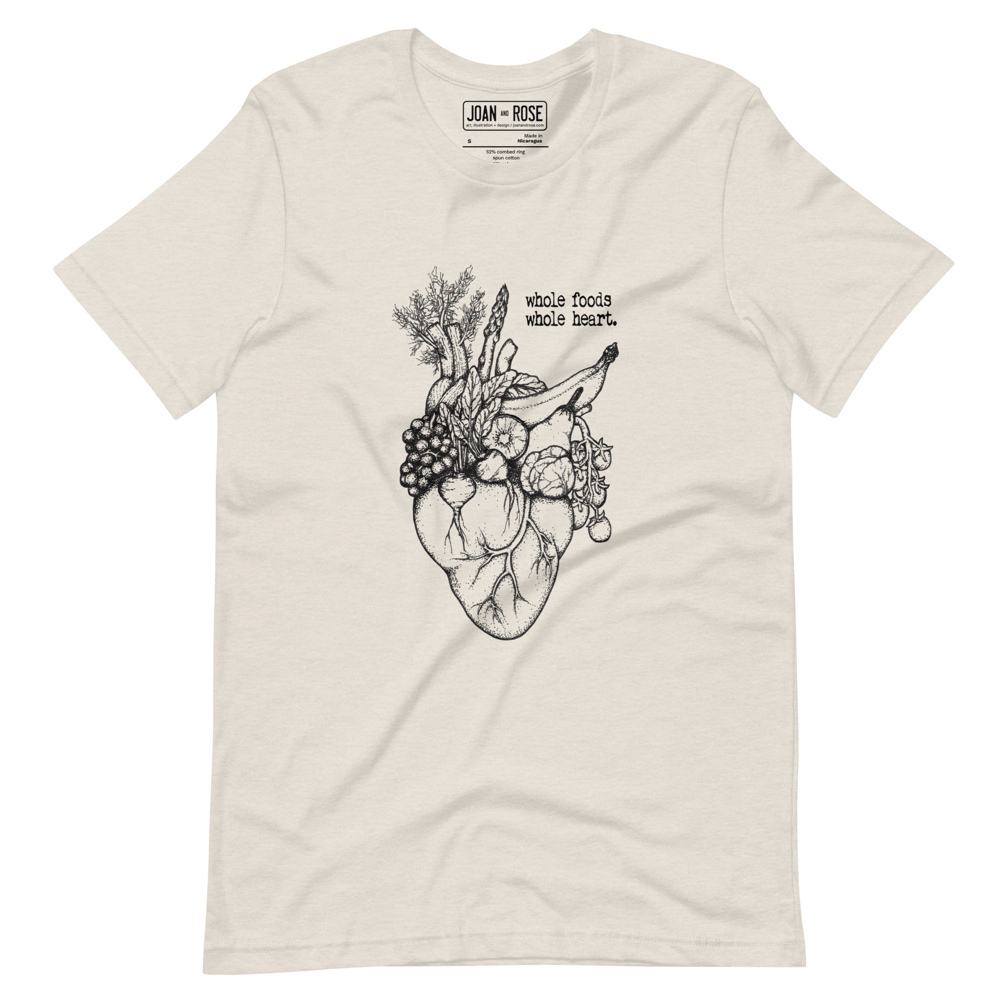 Heather dust version of Whole foods, Whole heart t-shirt